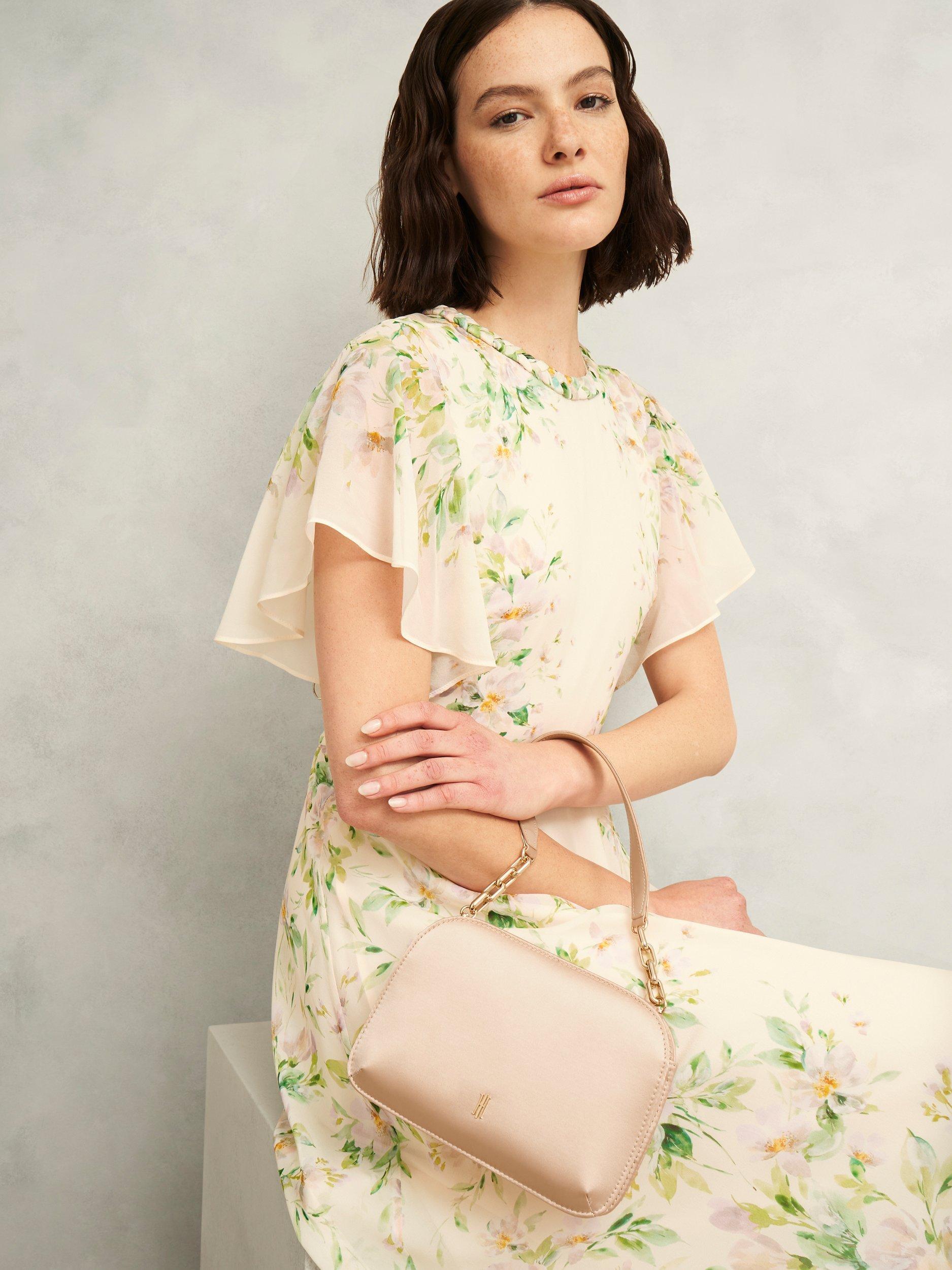 Product image 3 of 5, which shows Hobbs Milan Satin Clutch Bag, Warm Taupe