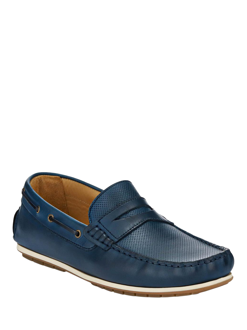 Product image 2 of 5, which shows Jones Bootmaker Parks Leather Maccasins, Navy, 6
