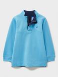 Crew Clothing Kids Padstow Cotton Half Zip Sweater, Aqua Blue