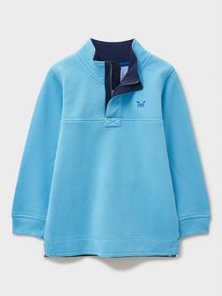 Crew Clothing Kids Padstow Cotton Half Zip Sweater, Aqua Blue, Aqua Blue