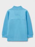 Crew Clothing Kids Padstow Cotton Half Zip Sweater, Aqua Blue