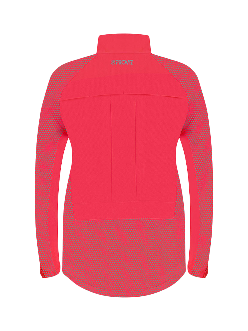 Product image 2 of 7, which shows Proviz Women's Solaris Waterproof Reflect 360 Cycling Jersey, Coral, 8