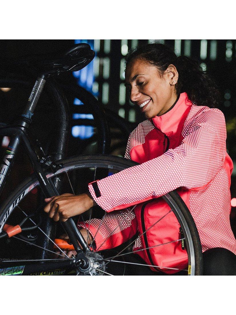 Product image 3 of 7, which shows Proviz Women's Solaris Waterproof Reflect 360 Cycling Jersey, Coral, 8