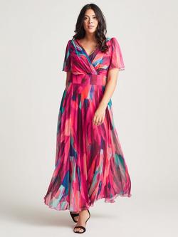 Scarlett & Jo Isabelle Abstract Float Sleeve Maxi Dress, Winter Pink