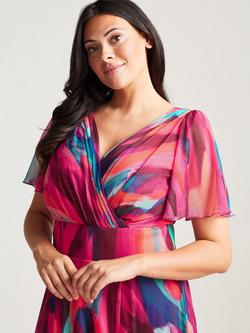 Scarlett & Jo Isabelle Abstract Float Sleeve Maxi Dress - view 2, Winter Pink
