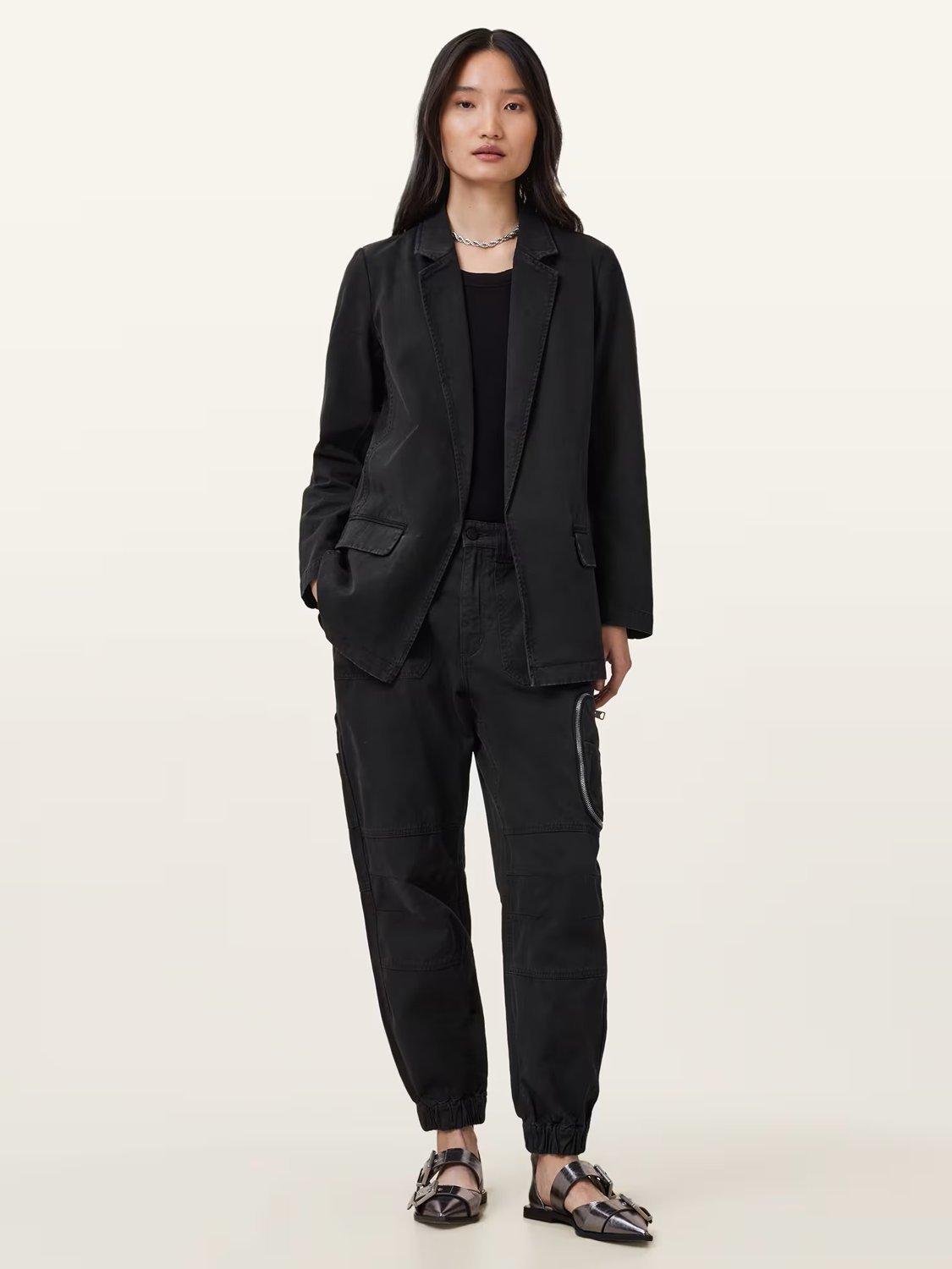 Product image 3 of 7, which shows AllSaints Aleida Denim Blazer, Washed Black, 12
