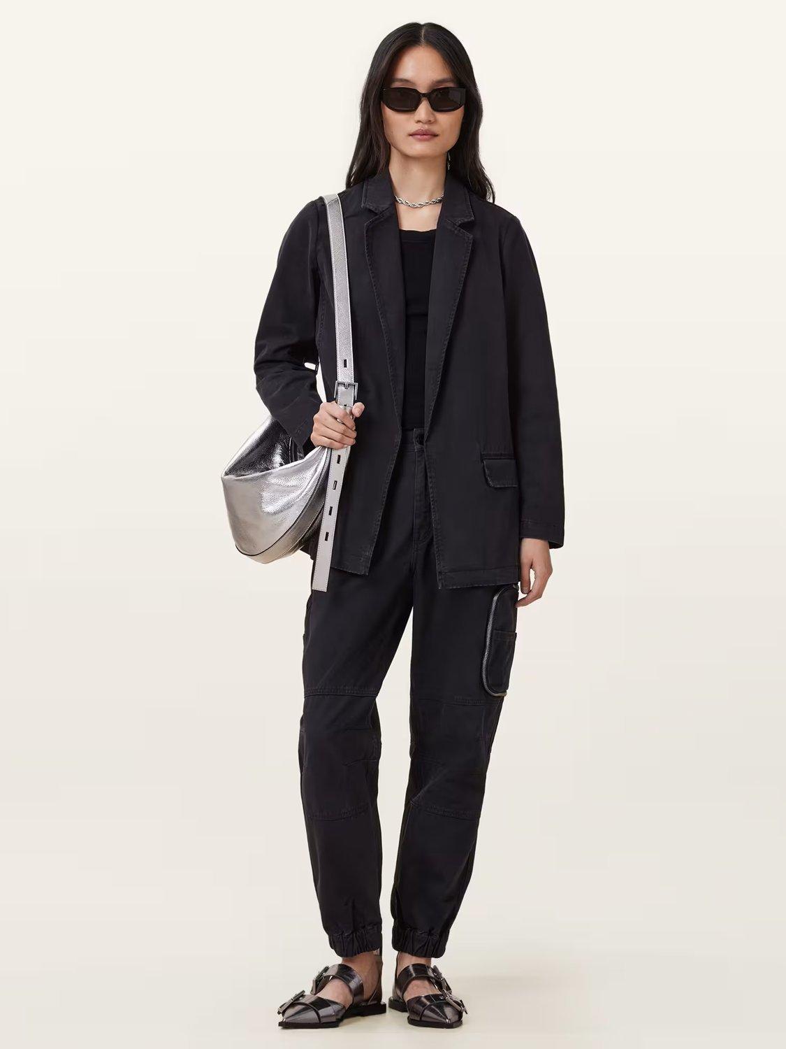 Product image 5 of 7, which shows AllSaints Aleida Denim Blazer, Washed Black, 12