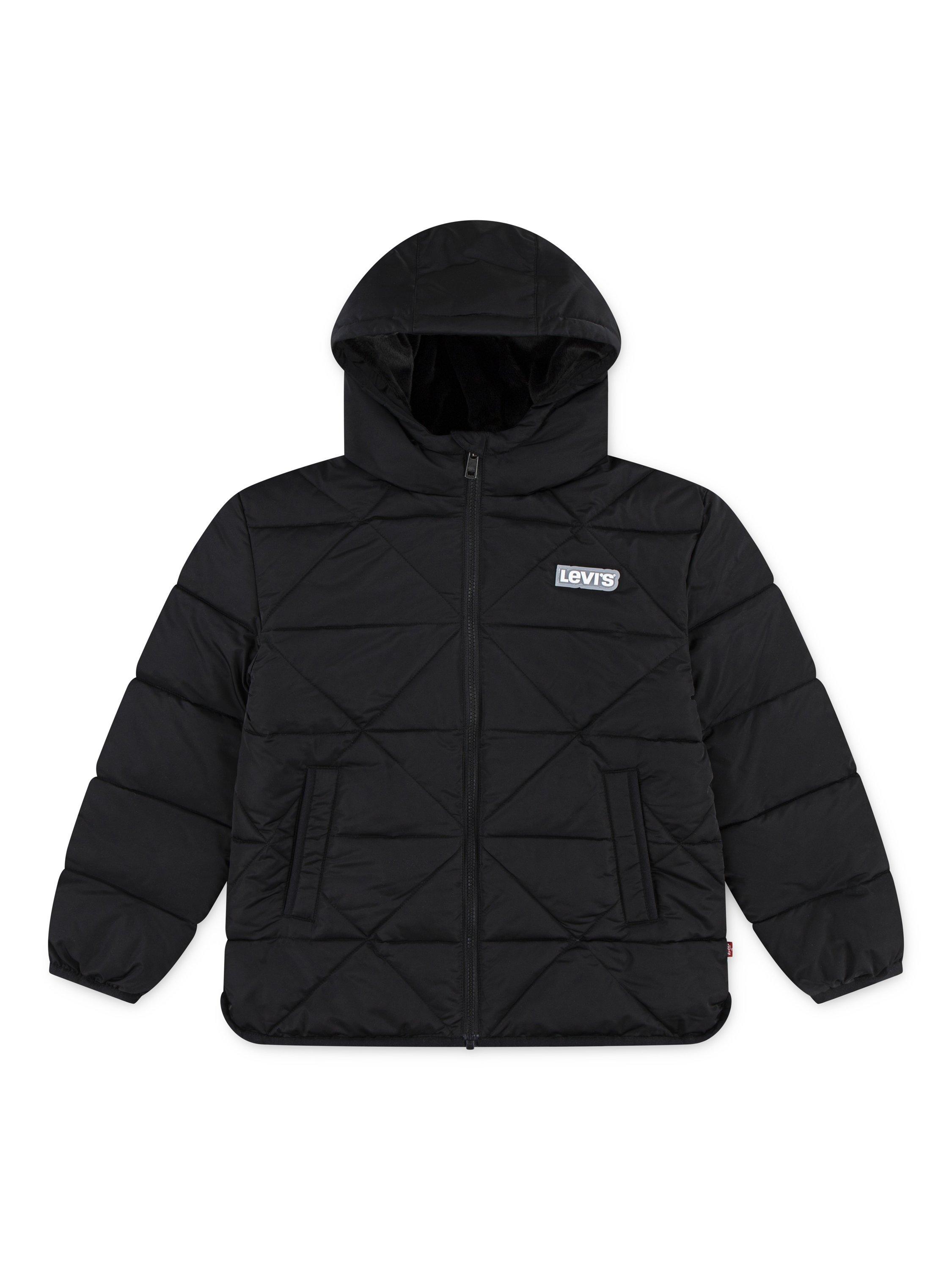 Product image 1 of 4, which shows Levi's Kids' Hooded Puffer Jacket, Black, 10 years