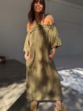Never Fully Dressed Bardot Neck Linen Blend Midi Ella Dress