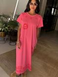 Never Fully Dressed Azura Palm Print Cotton Midi T-Shirt Dress