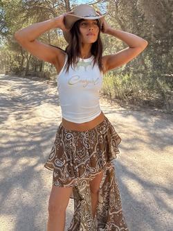 Never Fully Dressed Cotton Blend Cowgirl Vest Top, White, White