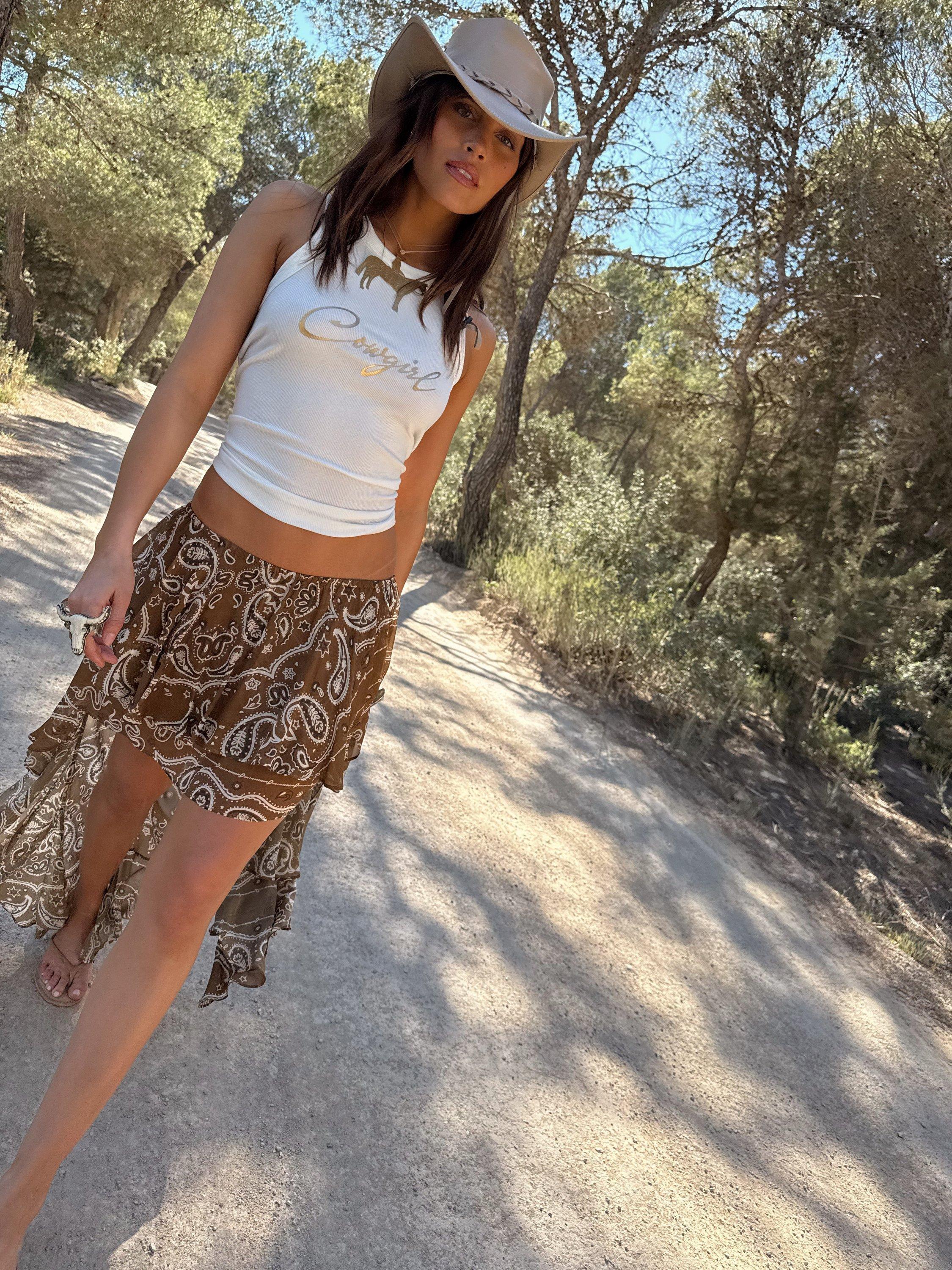 Product image 3 of 6, which shows Never Fully Dressed Cotton Blend Cowgirl Vest Top, White, XS