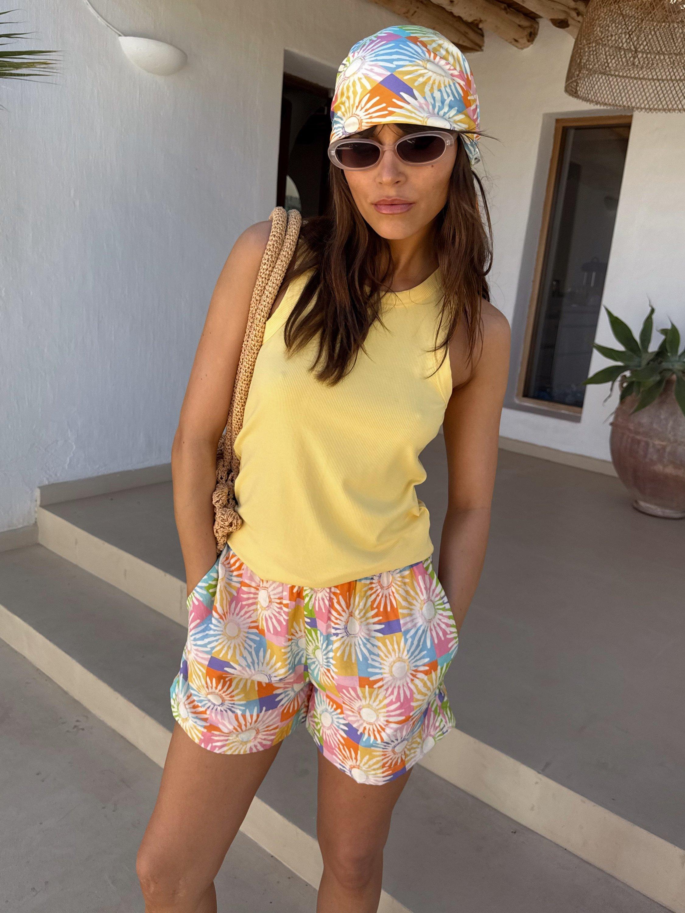 Product image 2 of 7, which shows Never Fully Dressed Lemon Ribbed Cotton Tank Top, Yellow, XS