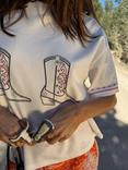 Never Fully Dressed Cotton Blend Cowboy Boots T-Shirt, White