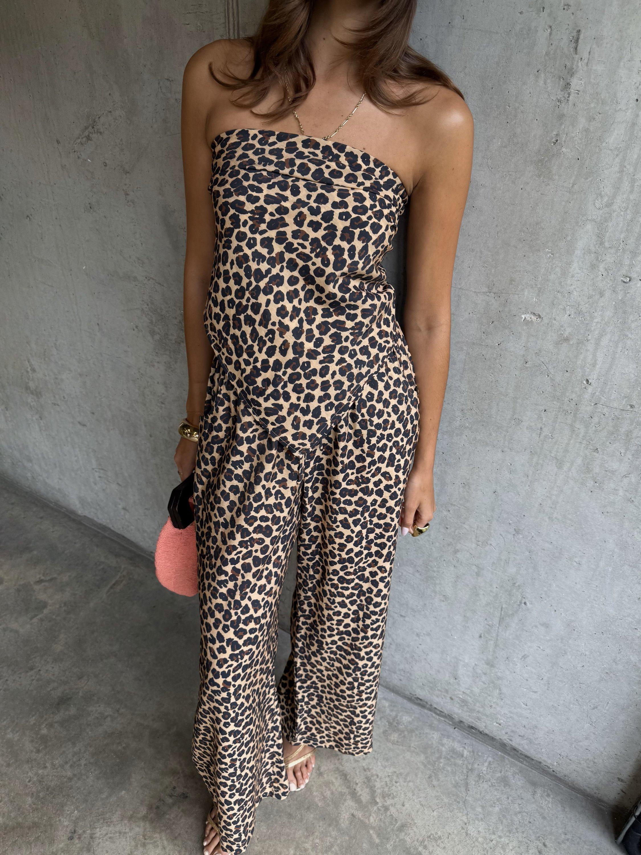 Product image 2 of 3, which shows Never Fully Dressed Leopard Print Trousers, Leopard, 6