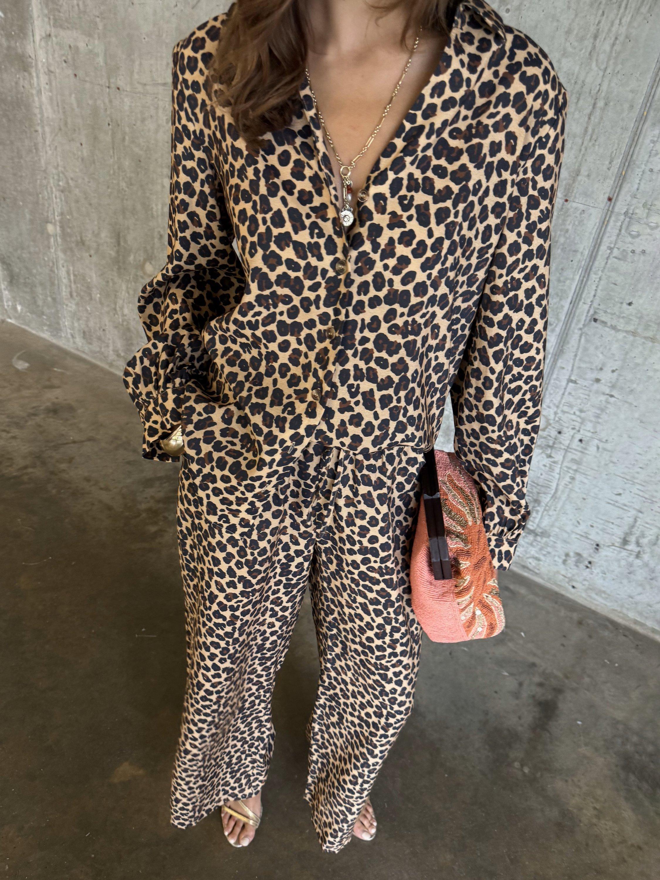 Product image 3 of 3, which shows Never Fully Dressed Leopard Print Trousers, Leopard, 6