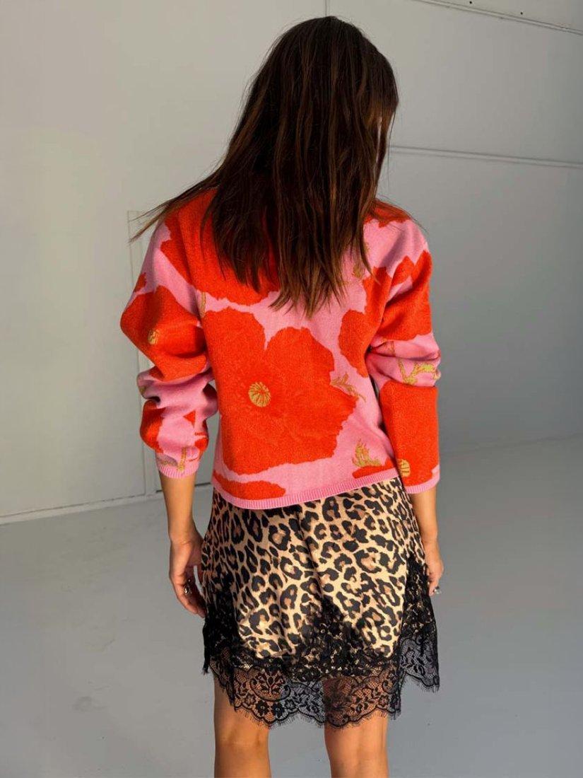 Product image 2 of 5, which shows Never Fully Dressed Floral Poppy Buttoned Long Sleeved Cardigan, Pink, XS