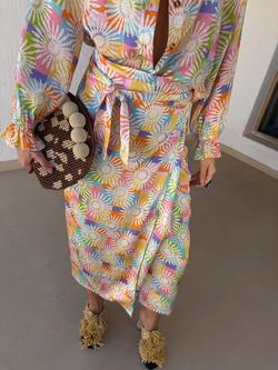 Never Fully Dressed Jaspre Sun Check Midi Skirt, Multi - view 2, Multi