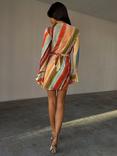 Never Fully Dressed Sunset Striped Wrap Mini Dress