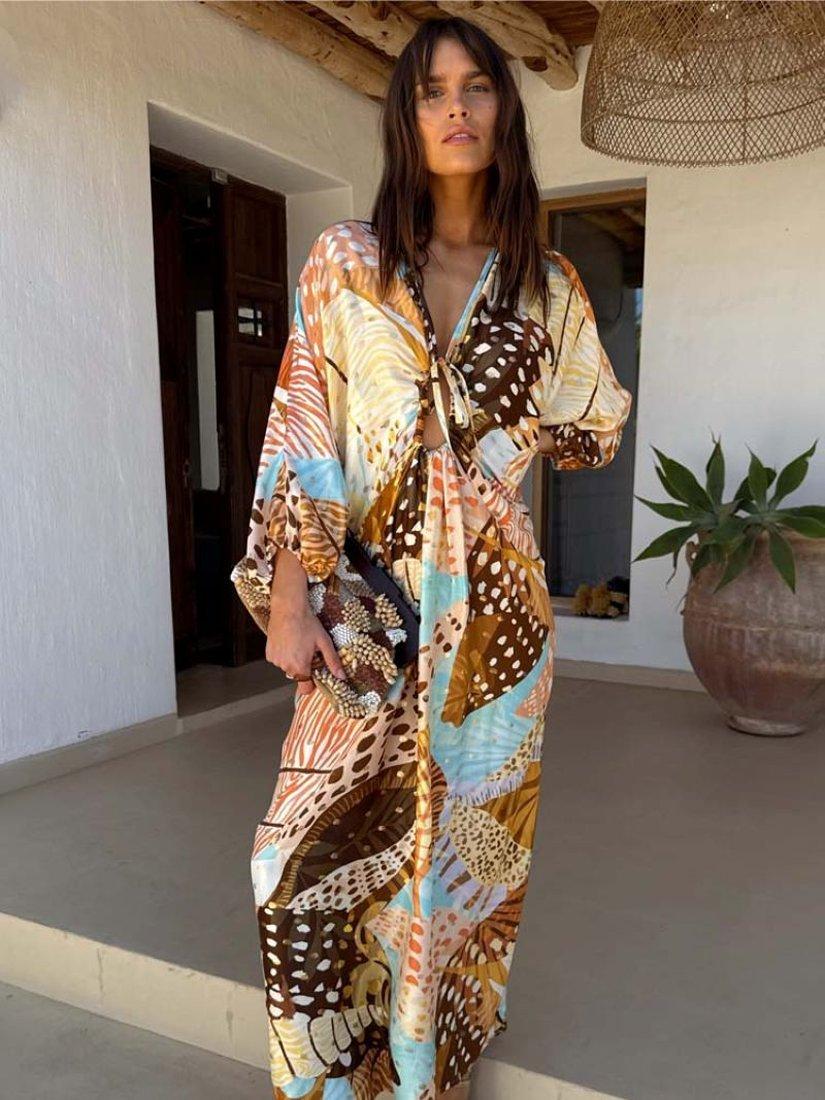 Product image 1 of 5, which shows Never Fully Dressed Toria Mixed Animal Print Dress, Multi, XS