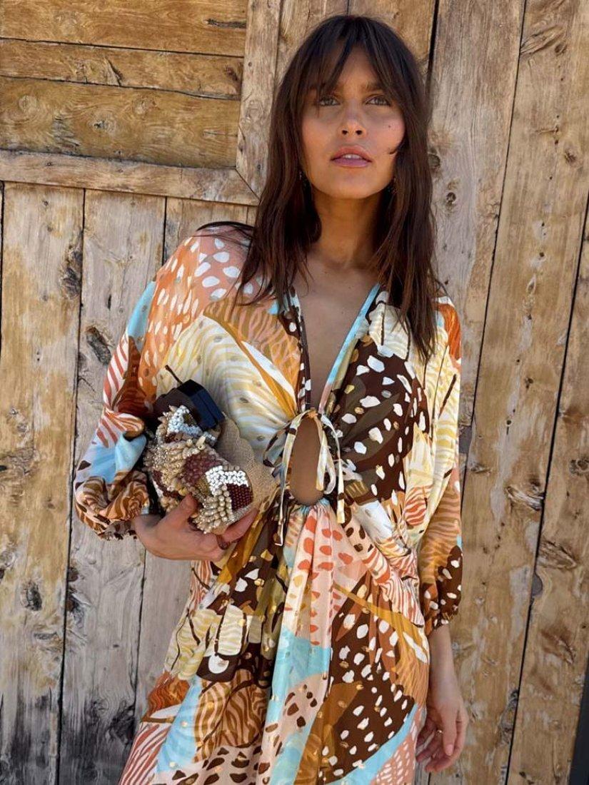 Product image 2 of 5, which shows Never Fully Dressed Toria Mixed Animal Print Dress, Multi, XS