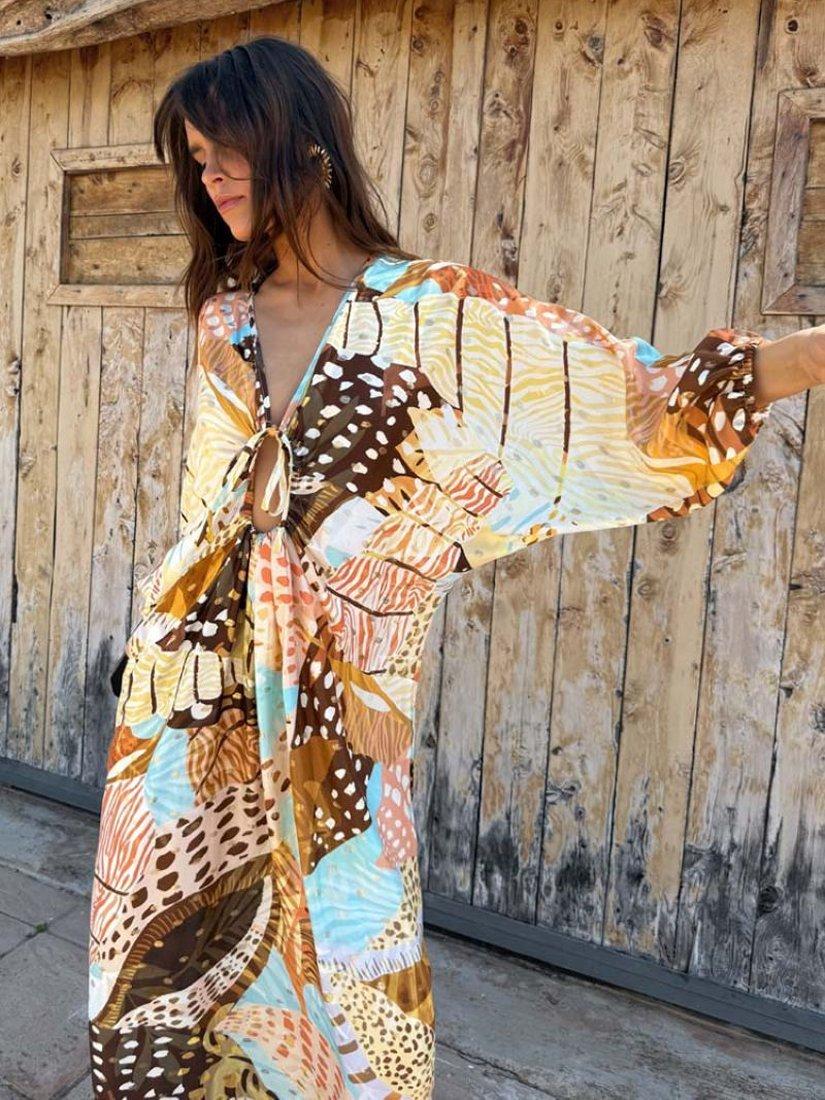 Product image 3 of 5, which shows Never Fully Dressed Toria Mixed Animal Print Dress, Multi, XS