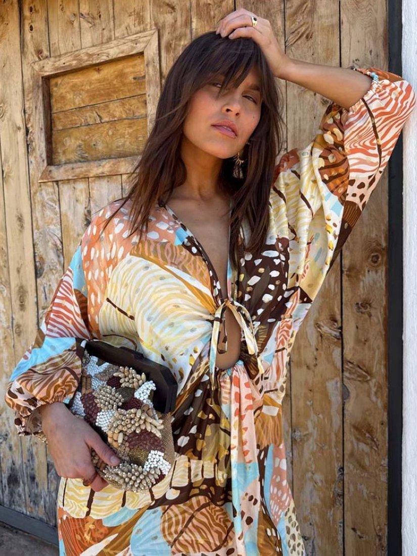 Product image 4 of 5, which shows Never Fully Dressed Toria Mixed Animal Print Dress, Multi, XS