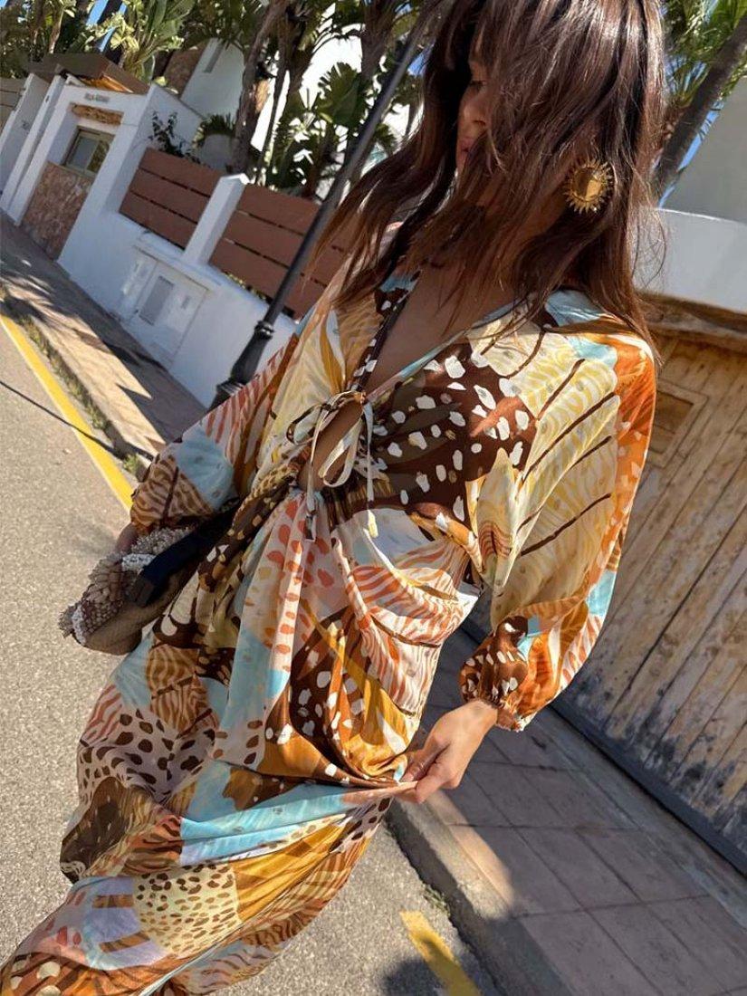 Product image 5 of 5, which shows Never Fully Dressed Toria Mixed Animal Print Dress, Multi, XS