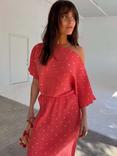 Never Fully Dressed Plisse Tilly Asymmetric Shoulder Maxi Dress
