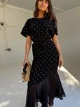 Never Fully Dressed Fifi V-Neck Gold Fleck Polka Plisse Dress