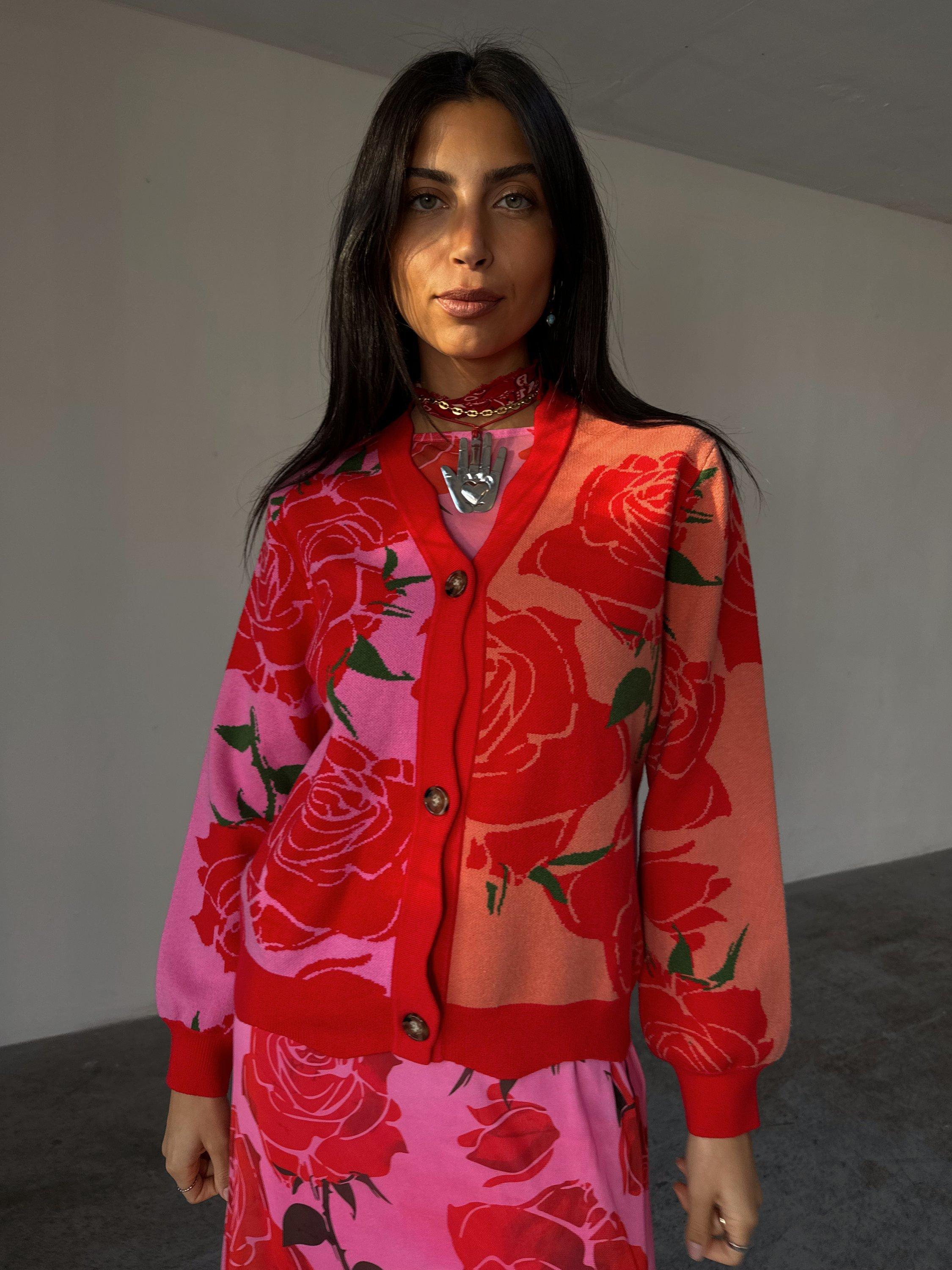 Product image 1 of 5, which shows Never Fully Dressed Rosa Forrest Floral Buttoned Cardigan, Multi, XS