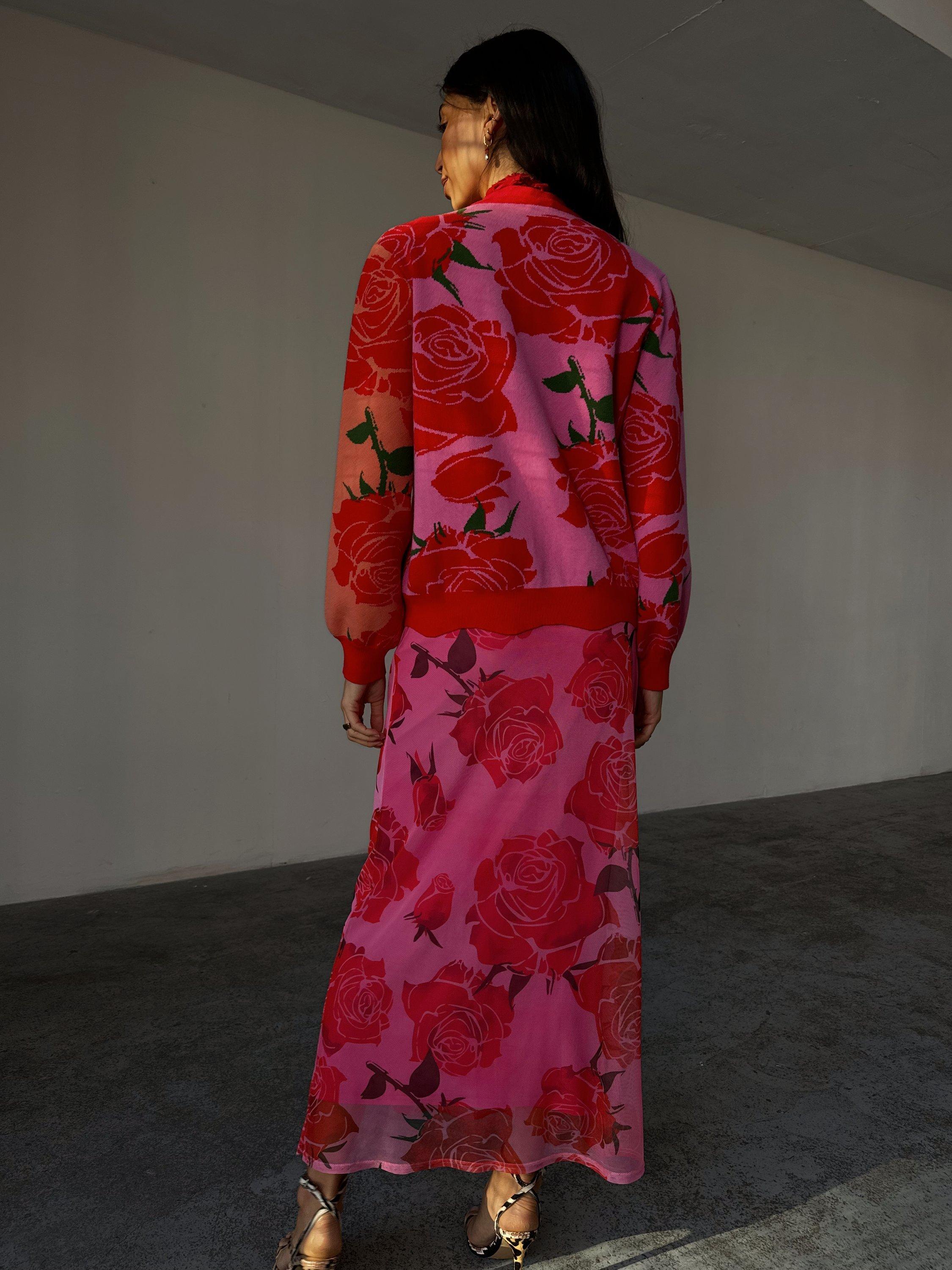 Product image 4 of 5, which shows Never Fully Dressed Rosa Forrest Floral Buttoned Cardigan, Multi, XS