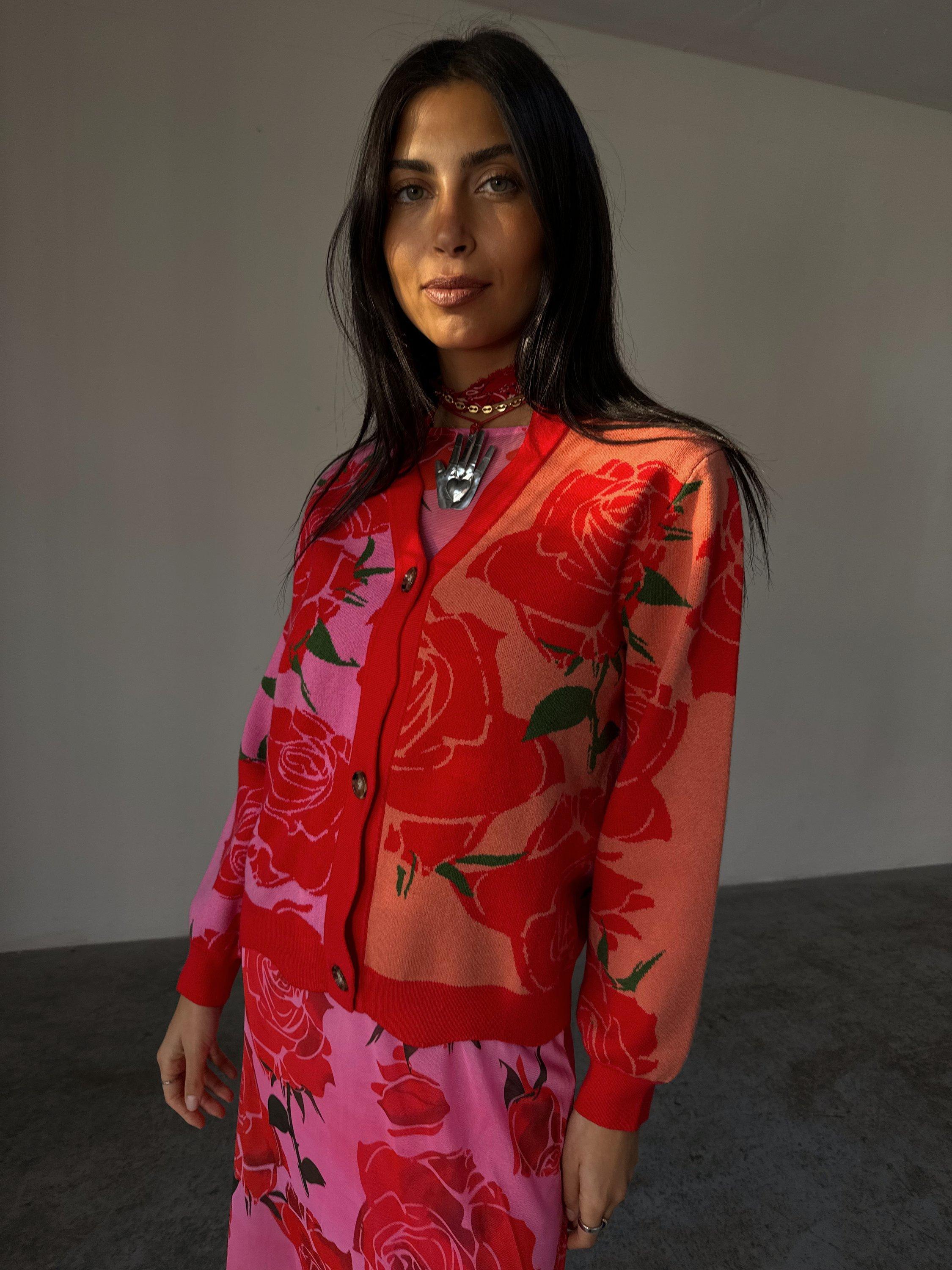 Product image 5 of 5, which shows Never Fully Dressed Rosa Forrest Floral Buttoned Cardigan, Multi, XS