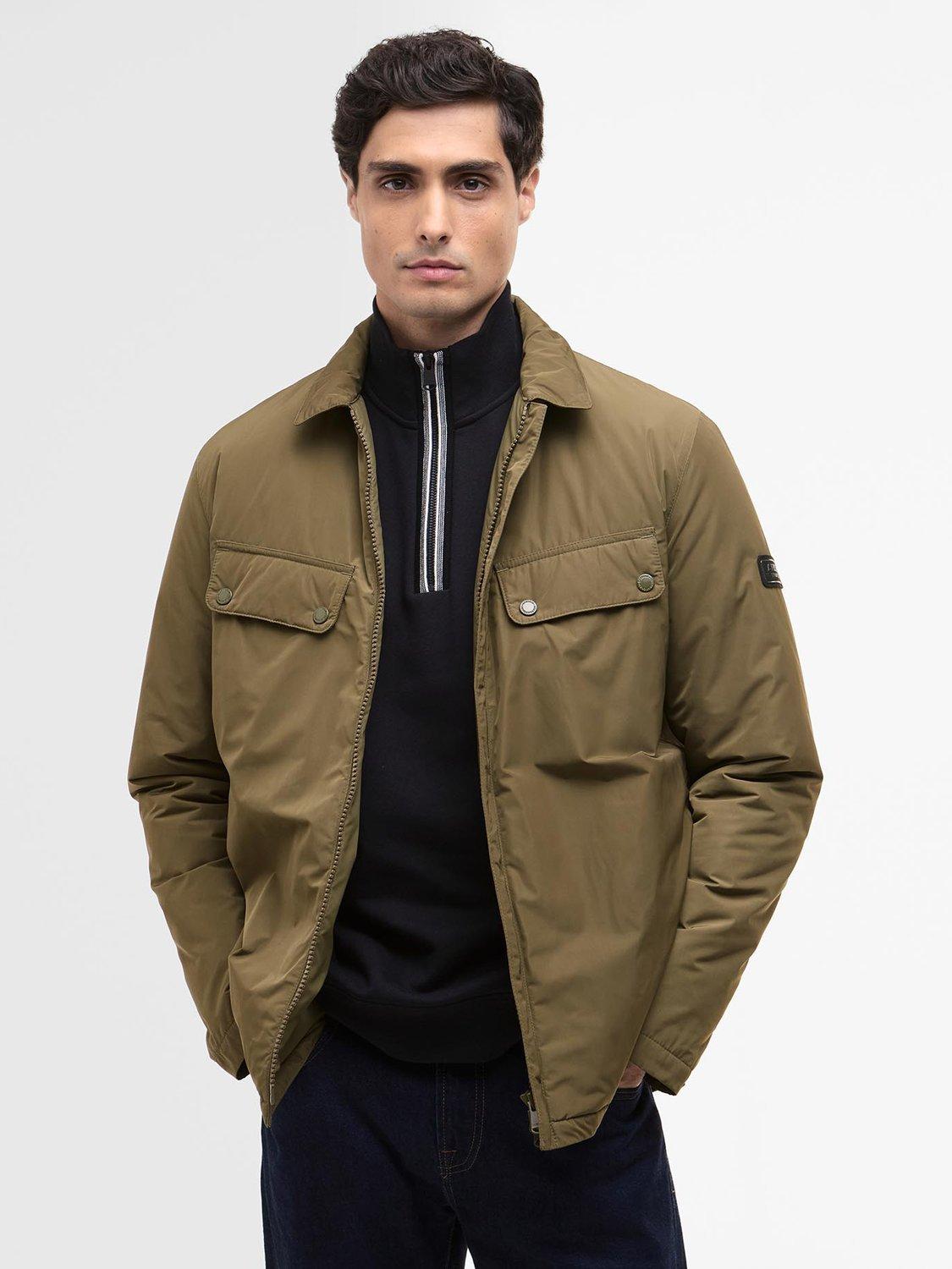 Product image 1 of 8, which shows Barbour International Padded Ariel Overshirt, Light Sage, S