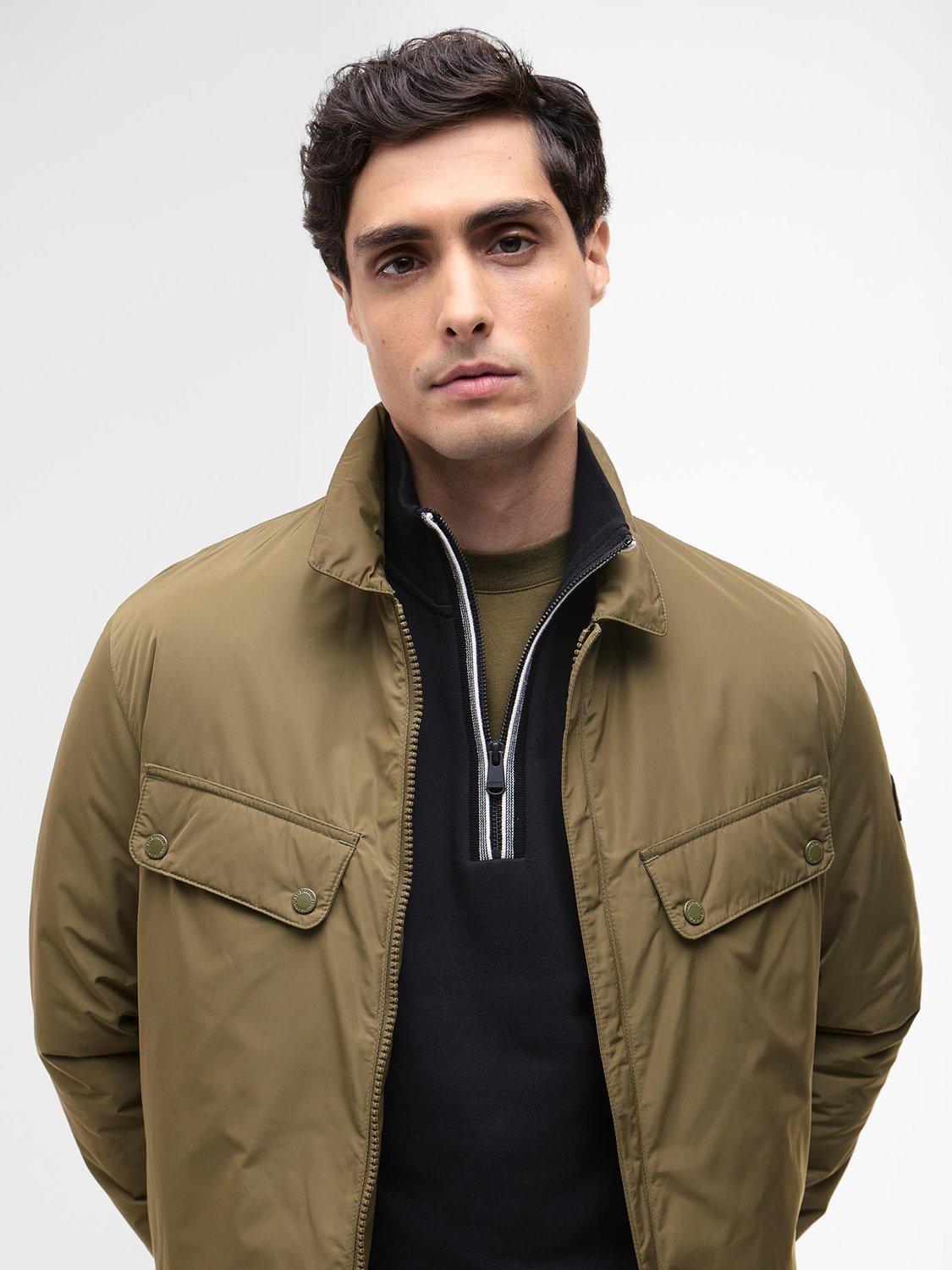 Product image 3 of 8, which shows Barbour International Padded Ariel Overshirt, Light Sage, S