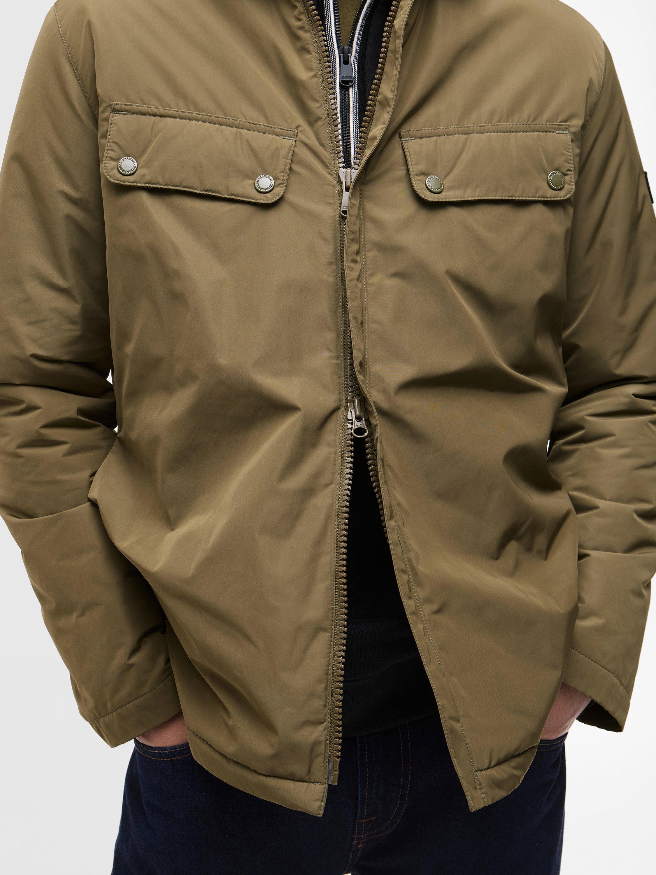Product image 4 of 8, which shows Barbour International Padded Ariel Overshirt, Light Sage, S