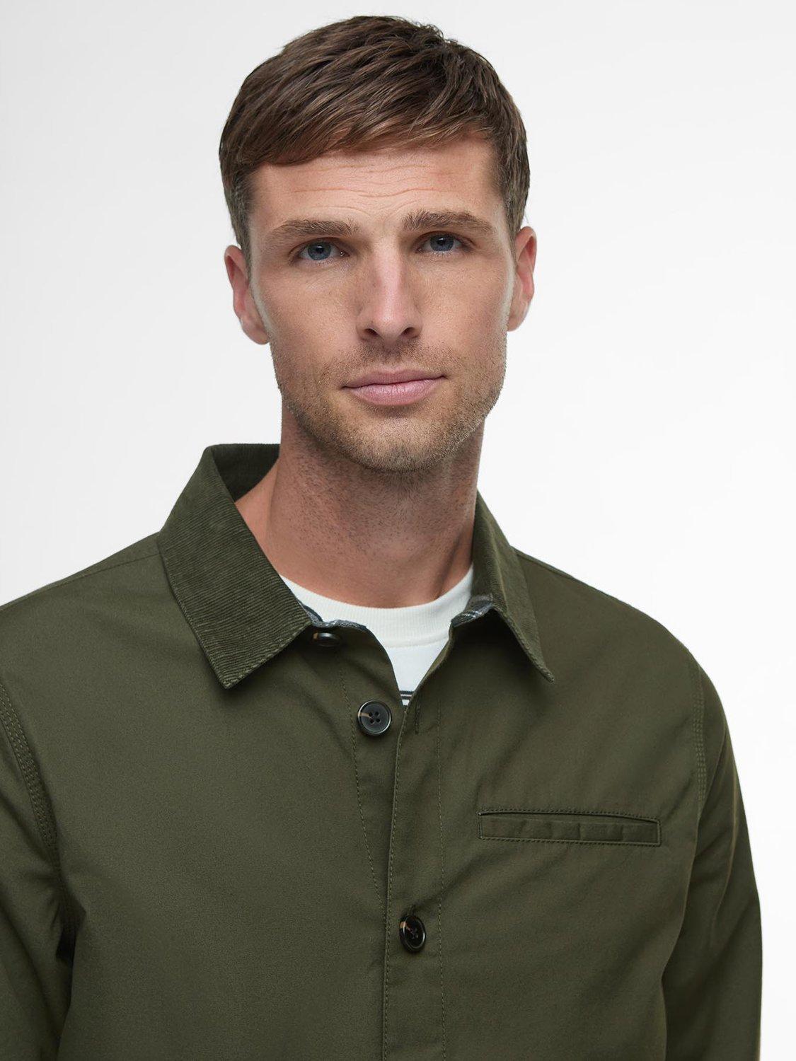 Product image 3 of 6, which shows Barbour Cole Cotton Polplin Overshirt, Olive, S