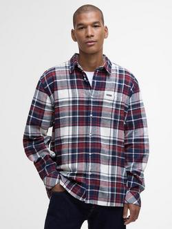 Barbour Malham Cotton Check Relaxed Long-Sleeve Shirt, Red, Red