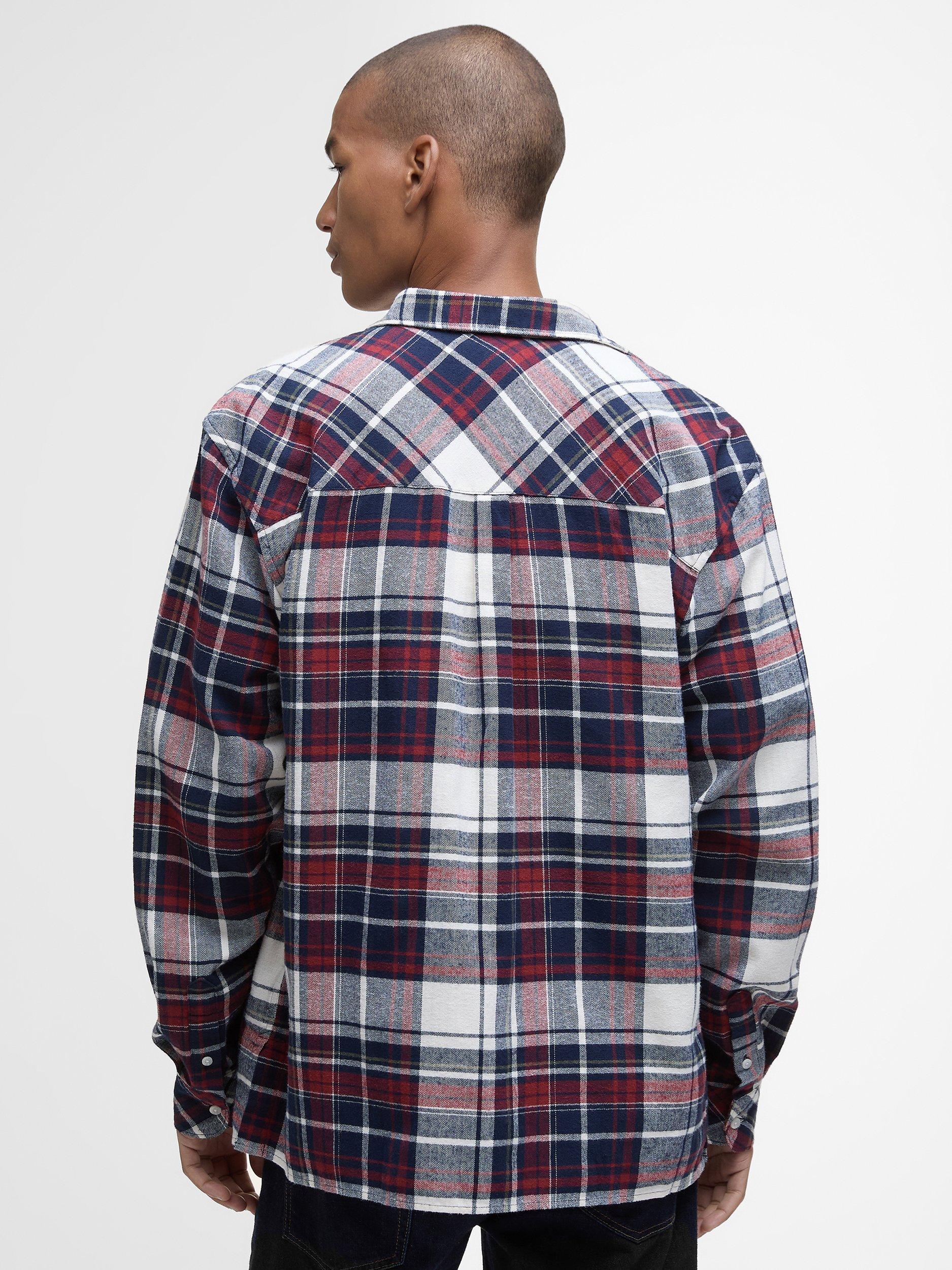 Product image 2 of 5, which shows Barbour Malham Cotton Check Relaxed Long-Sleeve Shirt, Red, S
