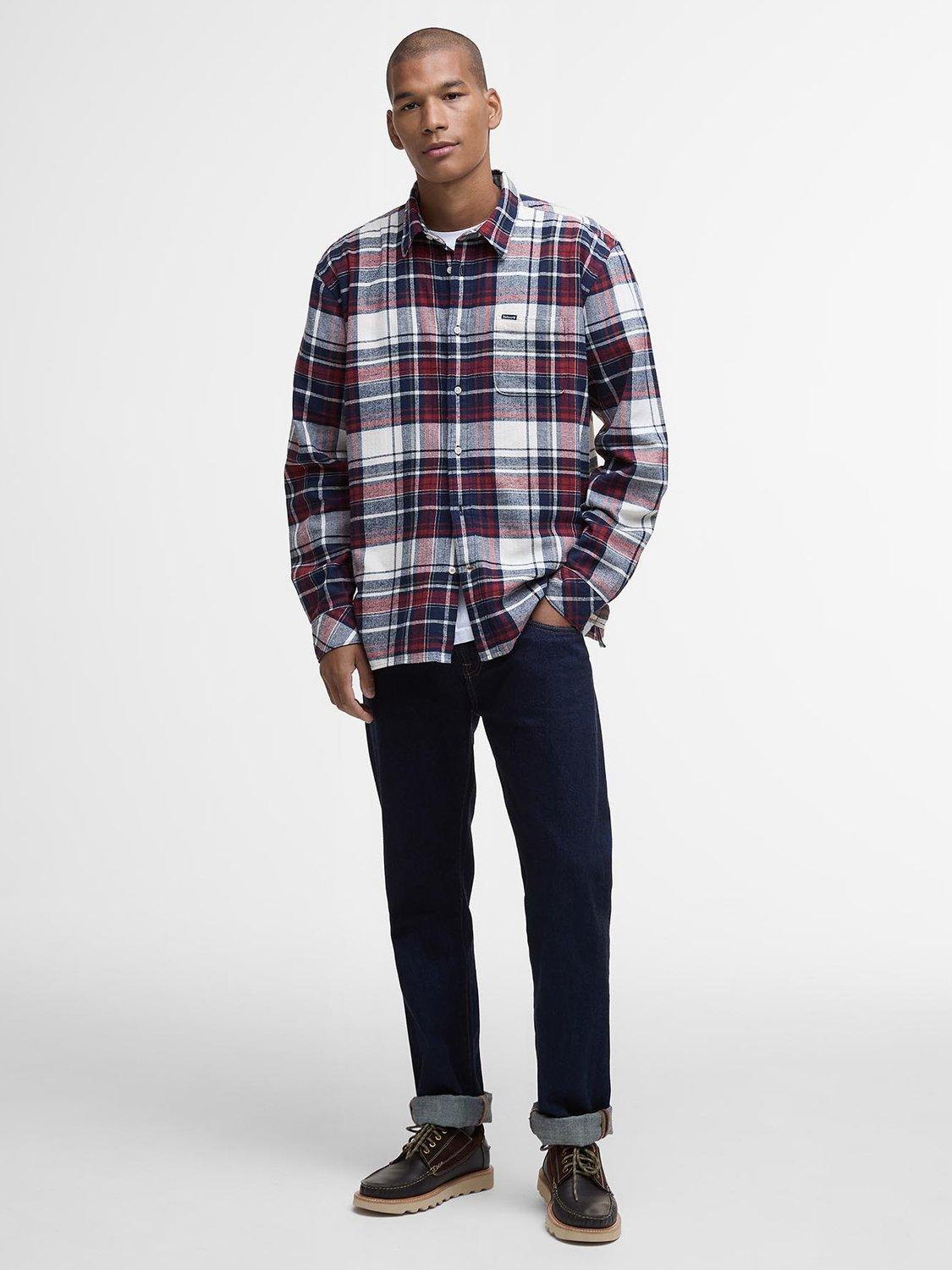 Product image 4 of 5, which shows Barbour Malham Cotton Check Relaxed Long-Sleeve Shirt, Red, S