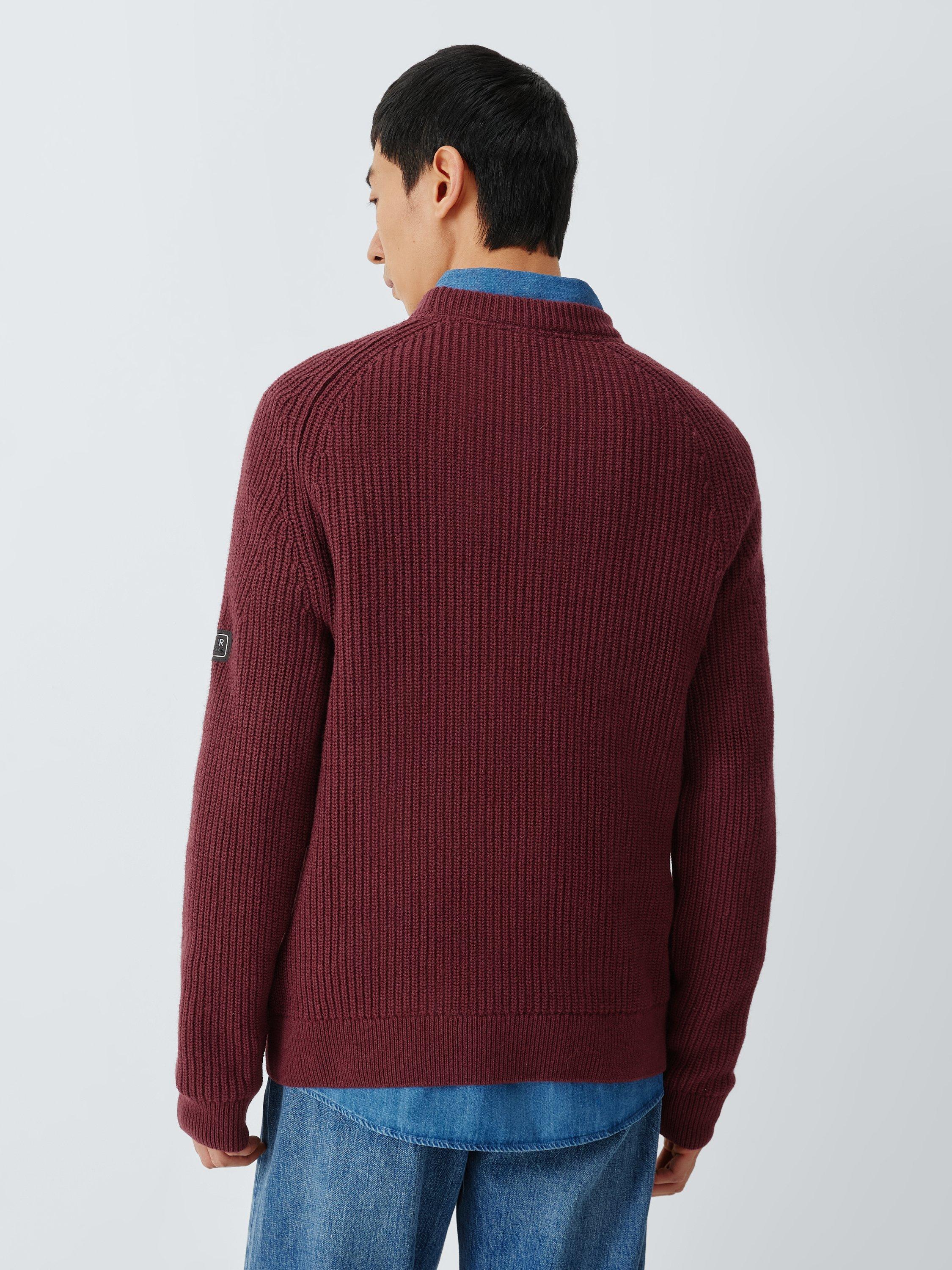 Product image 2 of 6, which shows Barbour International Chester Wool with Cotton Crew Neck Jumper, Antique Red, S