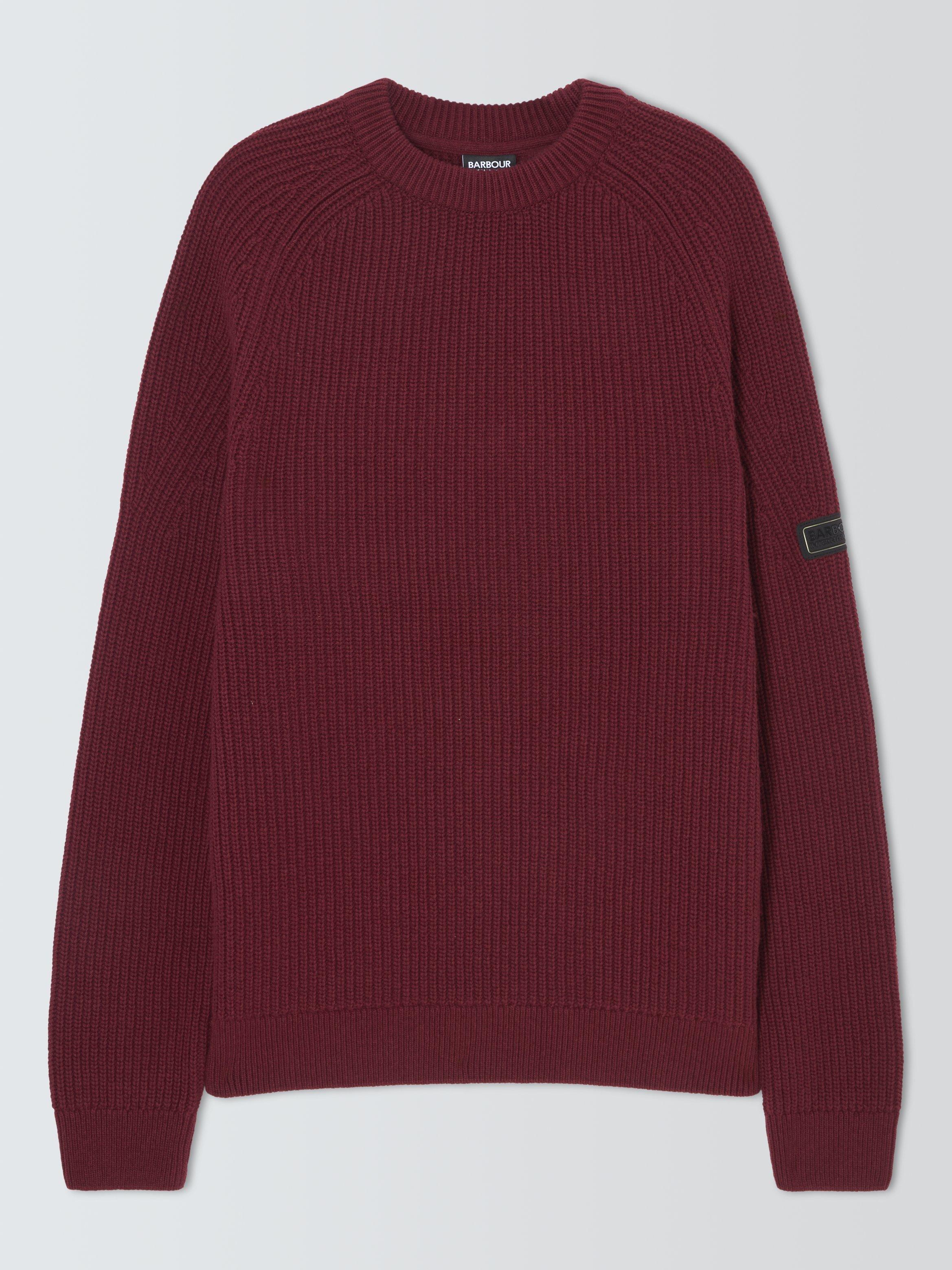 Product image 4 of 6, which shows Barbour International Chester Wool with Cotton Crew Neck Jumper, Antique Red, S