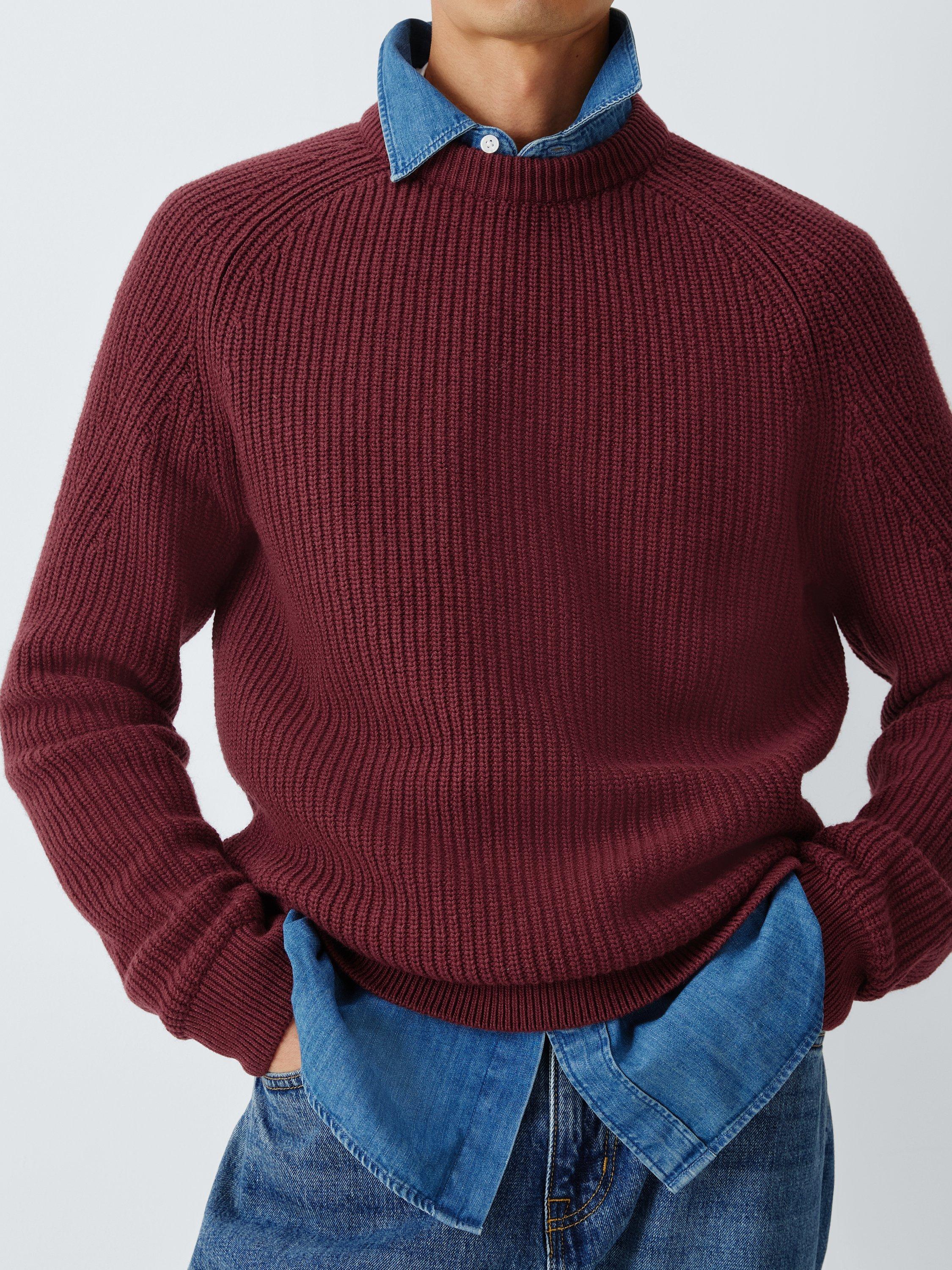 Product image 5 of 6, which shows Barbour International Chester Wool with Cotton Crew Neck Jumper, Antique Red, S
