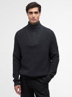 Barbour International Chester Wool Blend Funnel Neck Knit Jumper, Charcoal Marl, Charcoal Marl