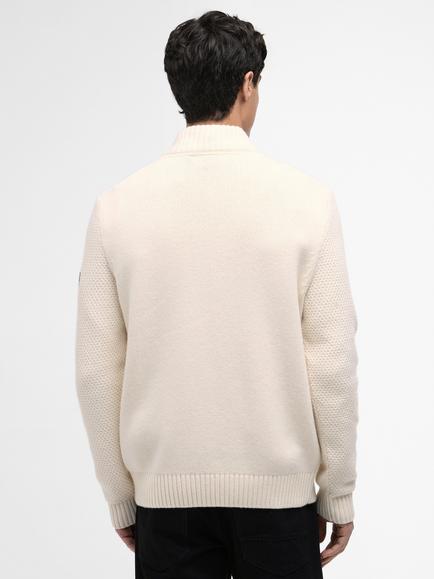 Barbour International Enfield Wool Blend Funnel Neck Knit Jumper, Whisper White - view 2, Whisper White