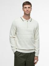Barbour Fenhill Textured Long Sleeve Polo Shirt, Whisper White