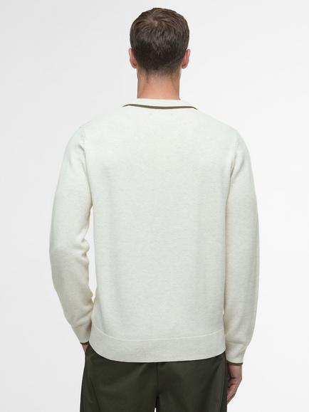 Barbour Fenhill Textured Long Sleeve Polo Shirt, Whisper White - view 2, Whisper White
