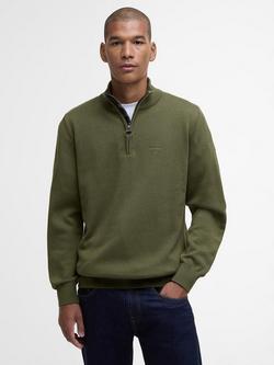 Barbour Cotton Half-Zip Jumper, Winter Moss, Winter Moss
