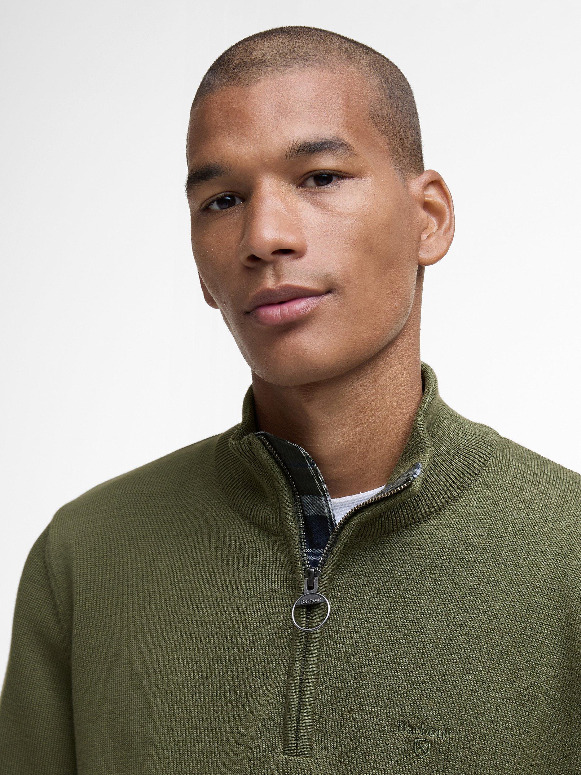 Product image 3 of 5, which shows Barbour Cotton Half-Zip Jumper, Winter Moss, S