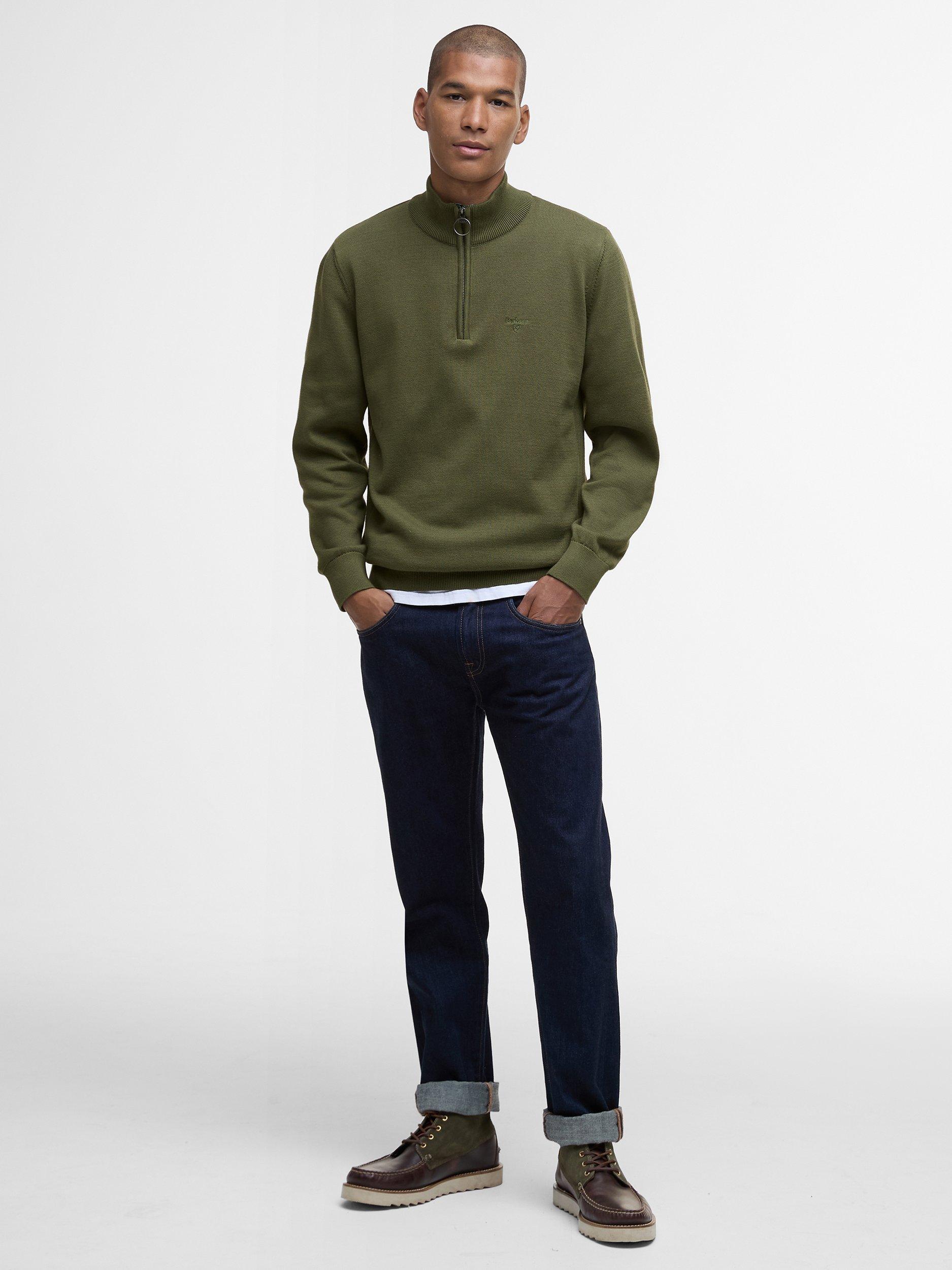 Product image 4 of 5, which shows Barbour Cotton Half-Zip Jumper, Winter Moss, S